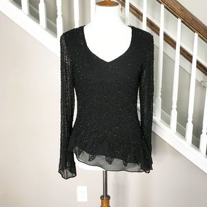 NWOT J Laxmi Beaded Shimmer Shirt Blouse